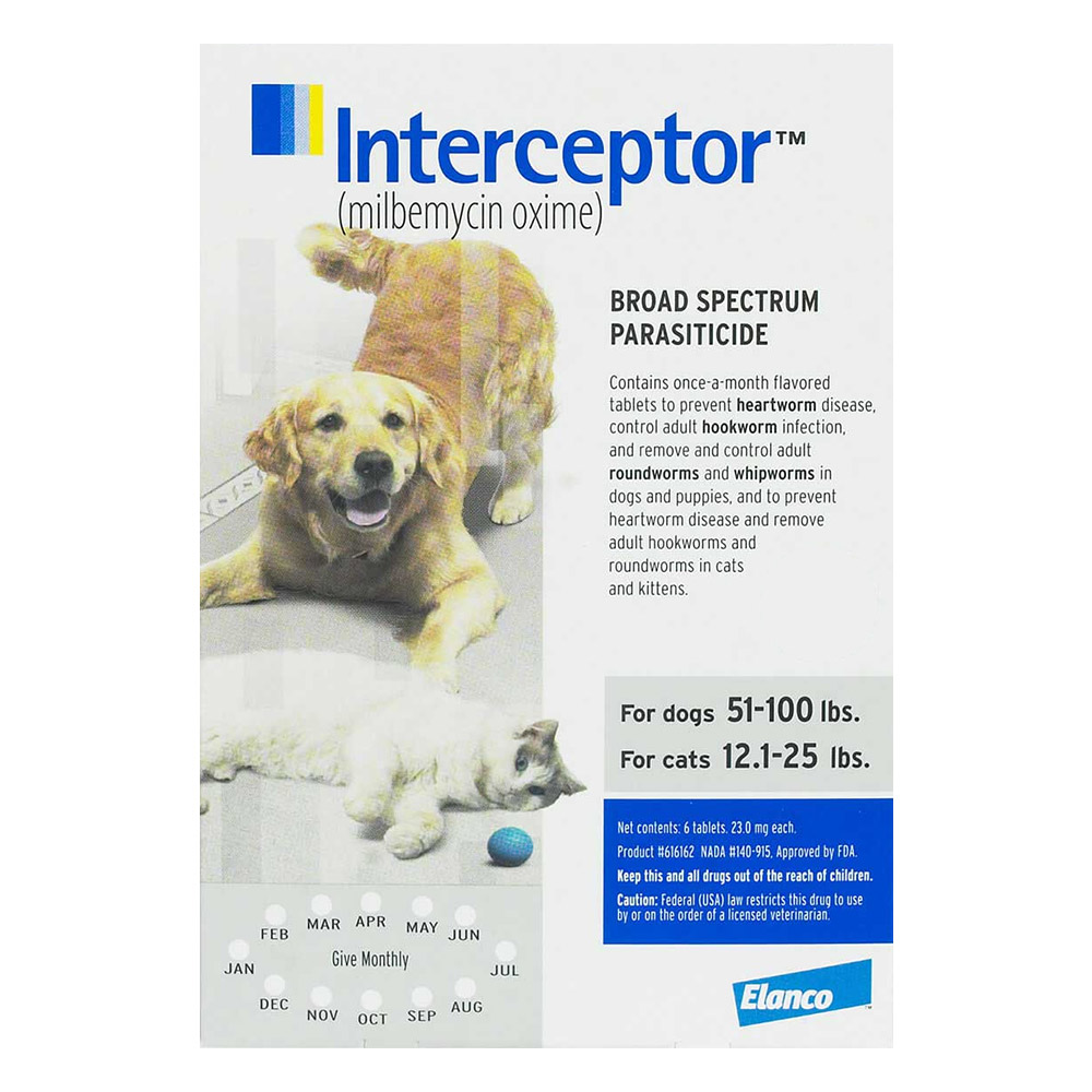 Interceptor For Large Dogs 51-100 Lbs White 3 Chews