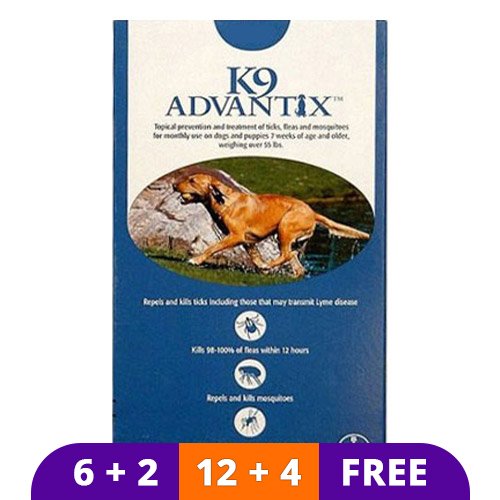 K9 Advantix Extra Large Dogs Over 55 Lbs (Blue) 4 Doses