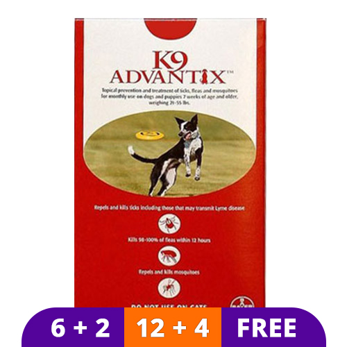 K9 Advantix Large Dogs 21-55 Lbs (Red) 4 Doses