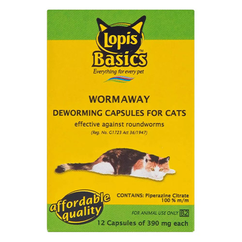 Lopis Basics Worm Away Deworming Capsules For Cats 12 Capsules
