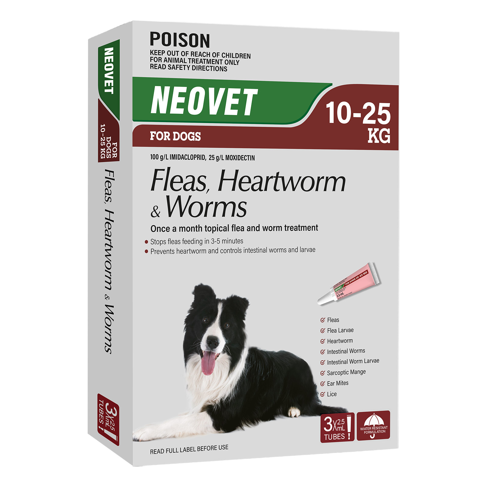 Neovet Spot-On For Large Dogs 22 To 55.1lbs (Red) 3 Pipettes
