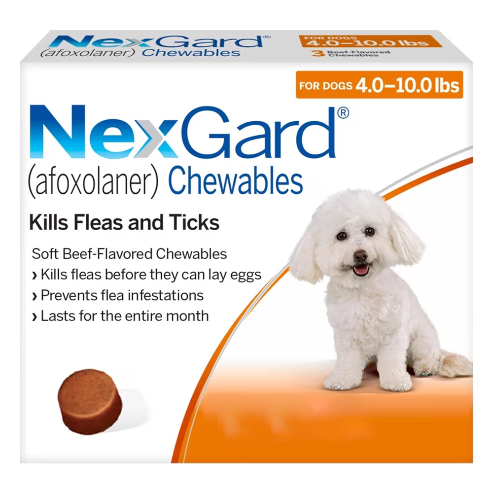 Nexgard Chewables For Small Dogs 4-10lbs (Orange) 11mg 3 Chews
