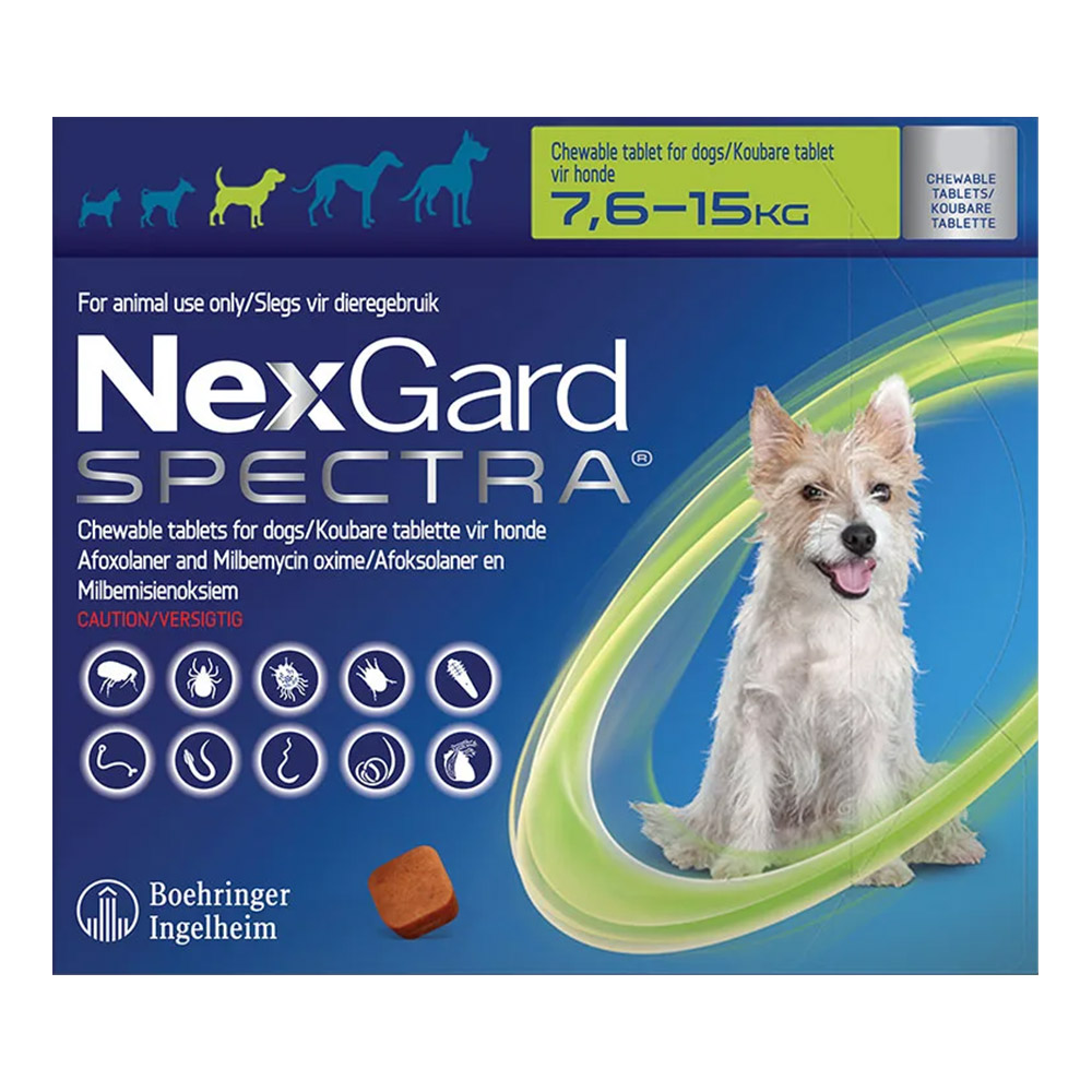 Nexgard Spectra Tab Medium Dog 16.5-33 Lbs Green 6 Pack
