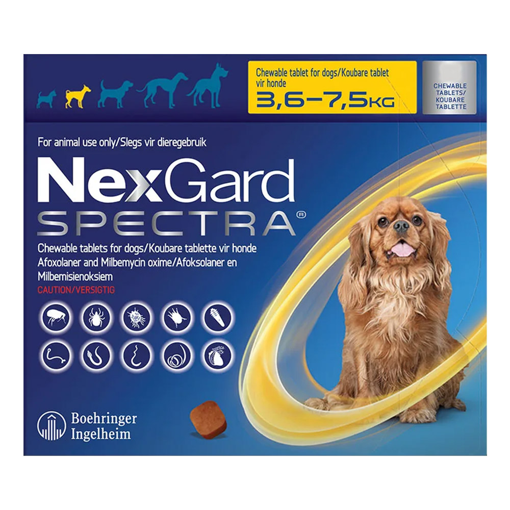Nexgard Spectra Tab Small Dog 7.7-16.5 Lbs Yellow 3 Pack
