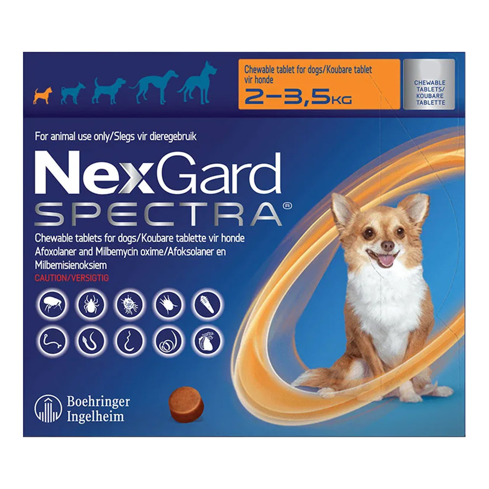 Nexgard Spectra Tab Xsmall Dog 4.4-7.7 Lbs Orange 6 Pack
