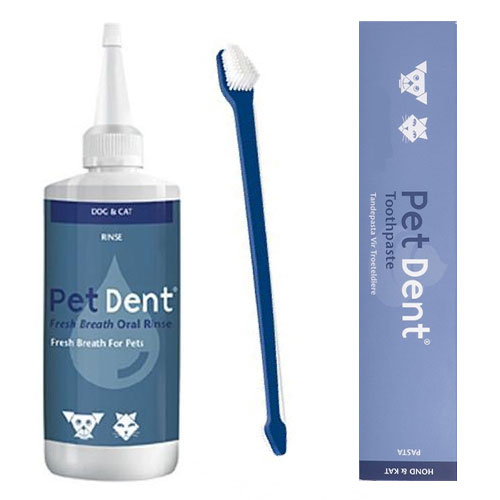 Pet Dent Dental Kit Tooth Brush + Paste + Oral Rinse 1 Pack
