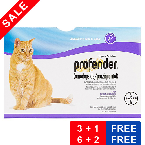 Profender Large Cats 1.12 Ml 11-17.6 Lbs 6 + 2 Doses Free