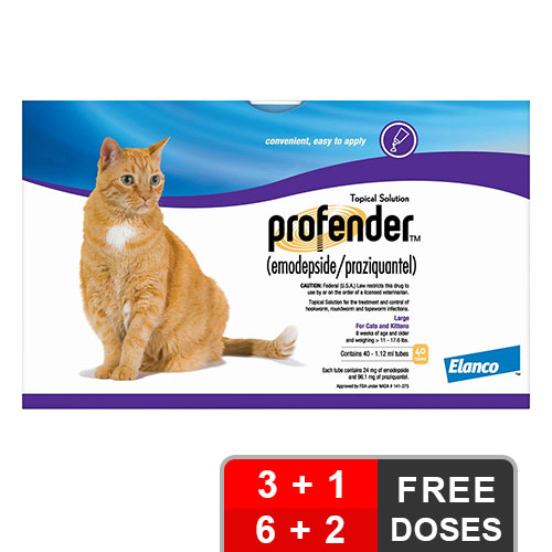 Profender Large Cats (1.12 Ml) 11-17.6 Lbs 6 Doses + 2 Free
