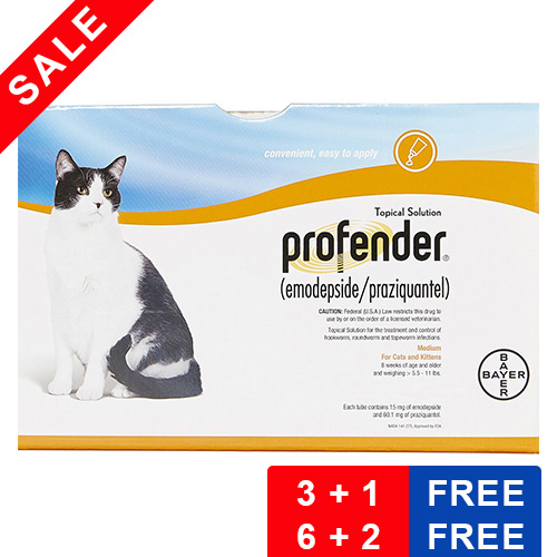 Profender Medium Cats 0.70 Ml 5.5-11 Lbs 3 + 1 Dose Free
