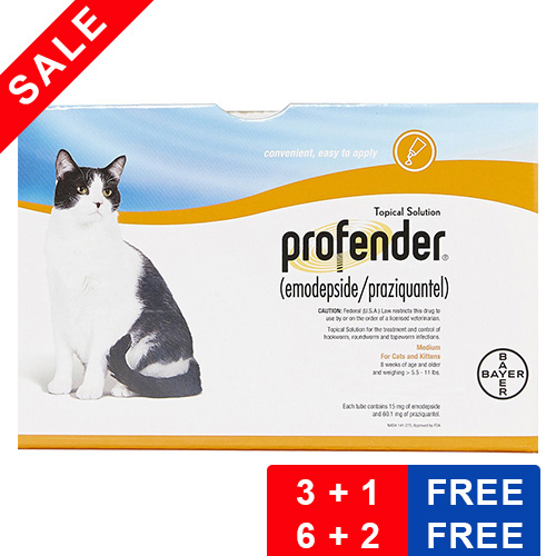 Profender Medium Cats 0.70 Ml 5.5-11 Lbs 3 + 1 Dose Free