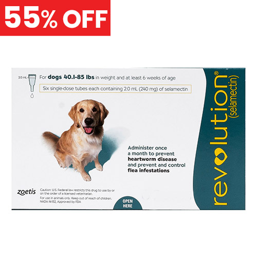 55% Off Revolution For Large Dogs 40.1-85lbs (Green) 6 Doses
