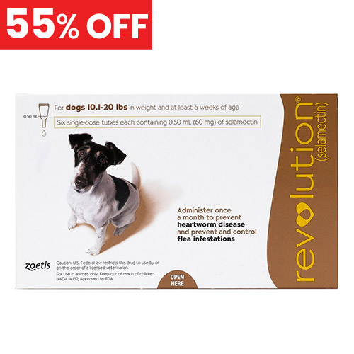55% Off Revolution For Small Dogs 10.1 - 20lbs (Brown) 6 Doses
