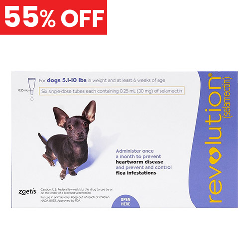 55% Off Revolution For Very Small Dogs 5.1-10 Lbs (Purple) 12 Doses

