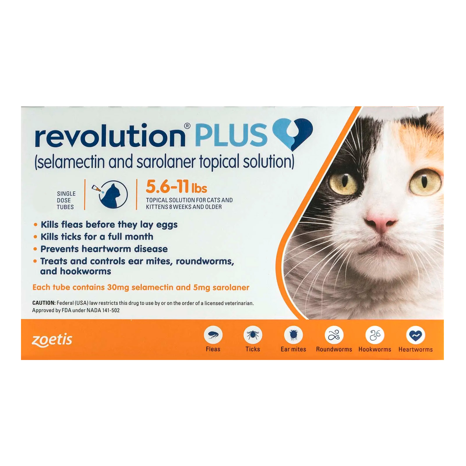 Revolution Plus For Medium Cats 5.5-11lbs 2.5-5kg Orange 3 Pack

