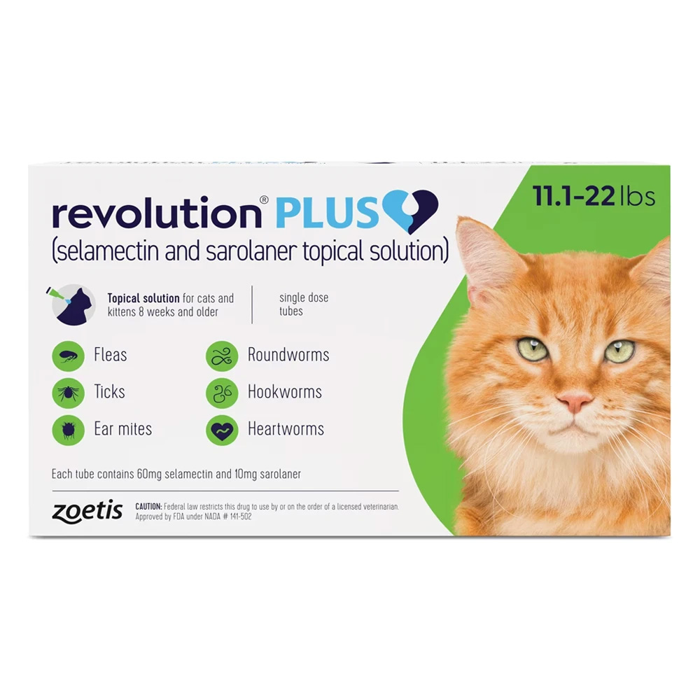 Revolution Plus For Large Cats 11-22lbs (5-10kg) Green 12 Pack