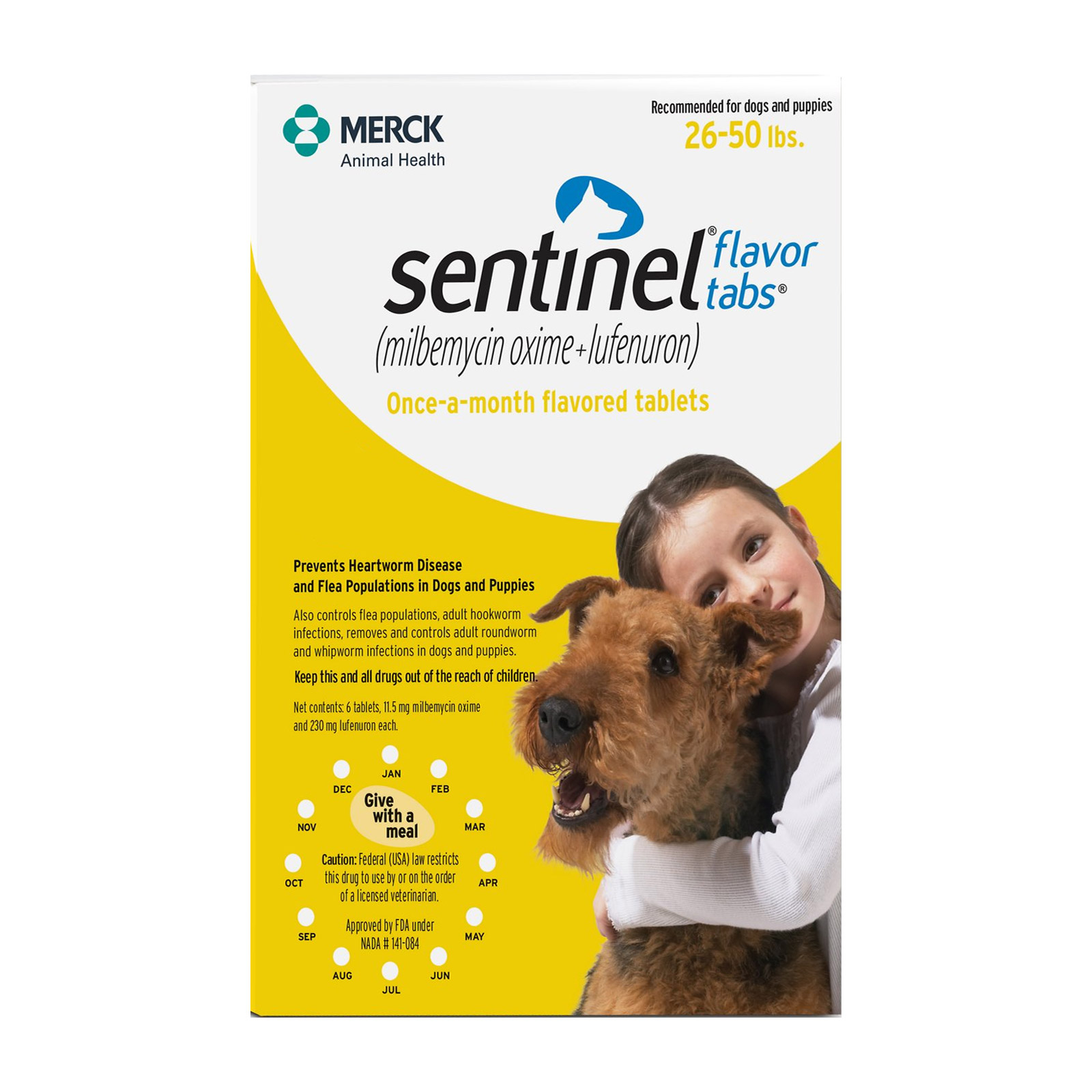 Sentinel For Dogs 26-50 Lbs (Yellow) 12 Chews
