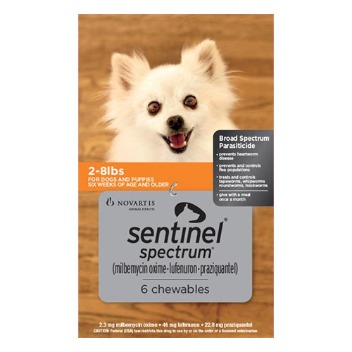 Sentinel Spectrum Orange For Dogs 2-8 Lbs 3 Chews
