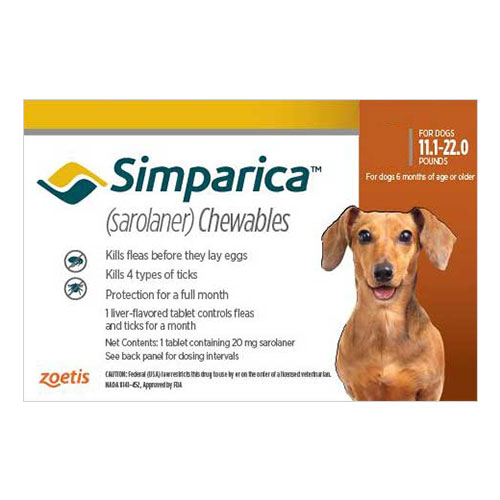 

Simparica Chewables For Dogs 11.1-22 Lbs Brown 1 Pack