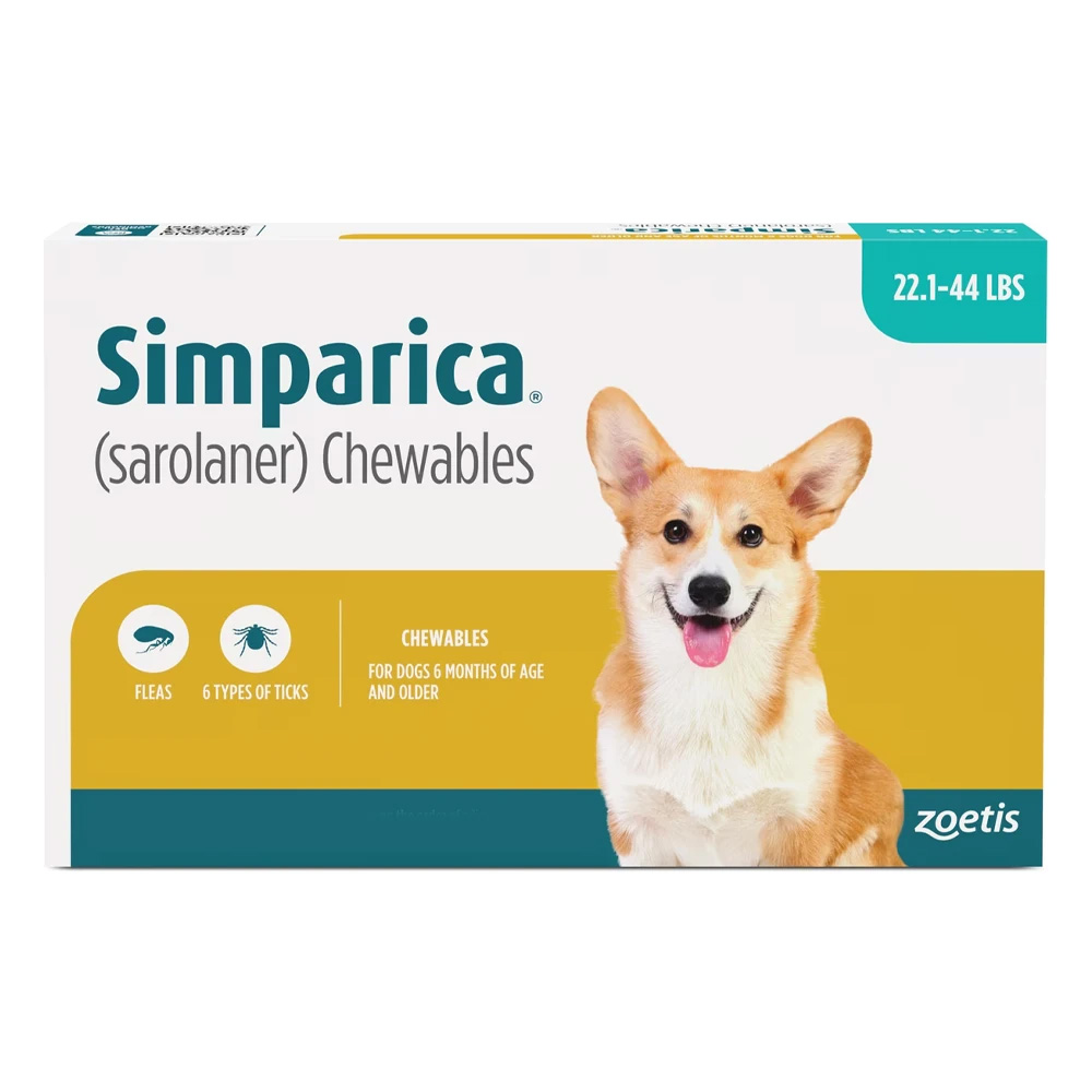 Simparica Chewables For Dogs 22.1-44 Lbs (Blue) 3 Doses