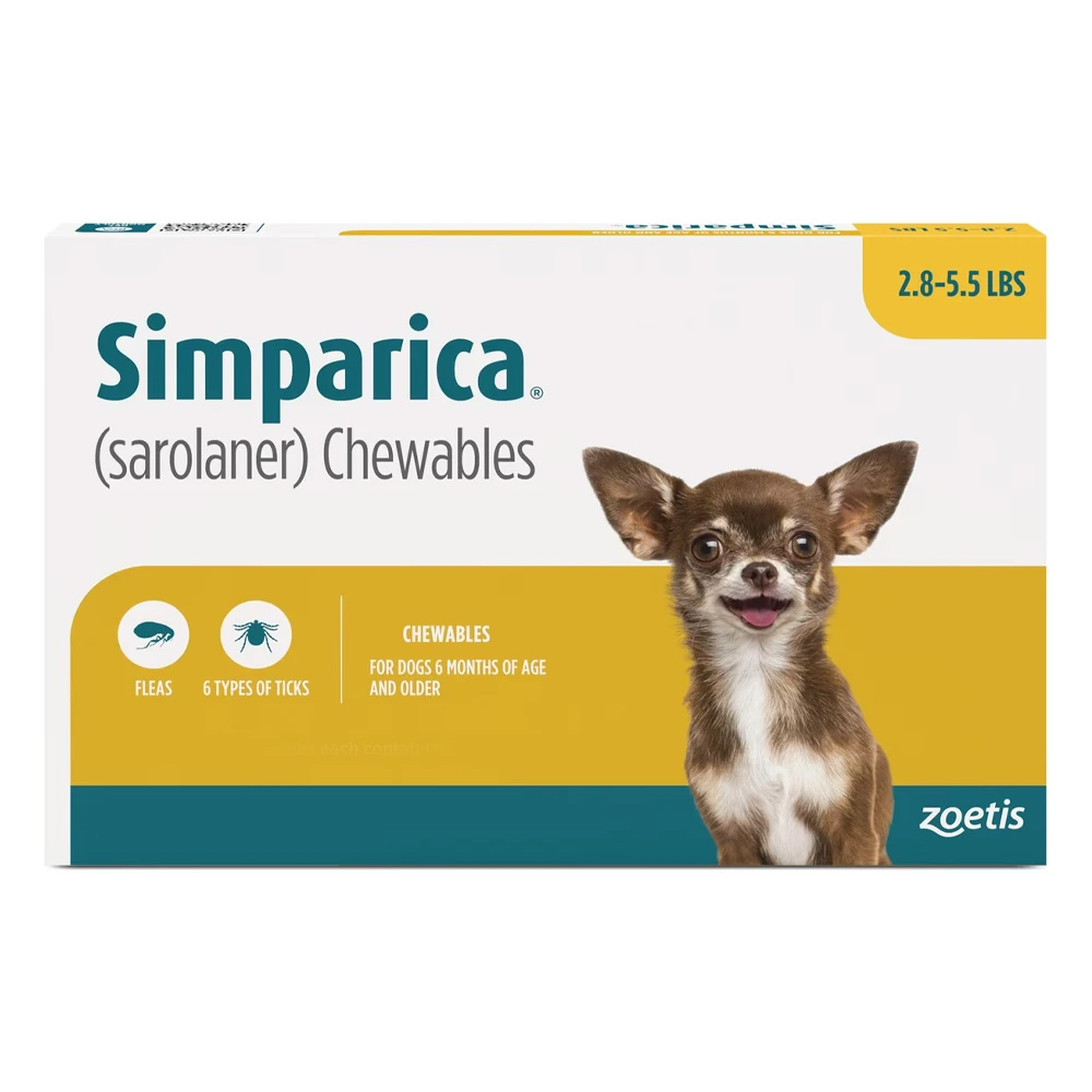 Simparica Chewables For Dogs 2.8-5.5 Lbs (Yellow) 6 Doses