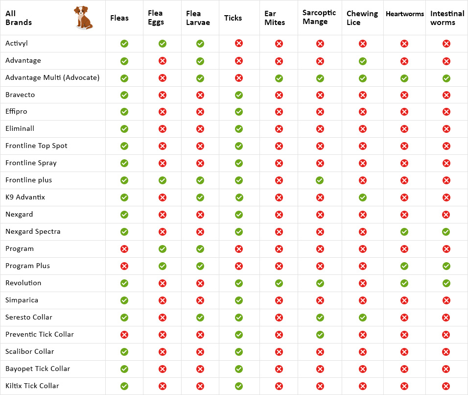 Dog Wormers Comparison Chart