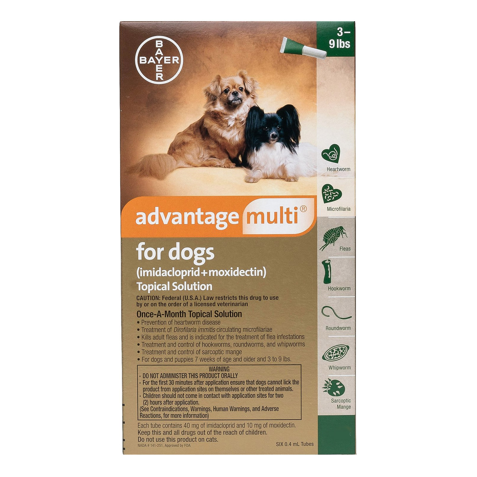 Advantage Multi (advocate) Small Dogs 3-9 Lbs (green) 3 Doses